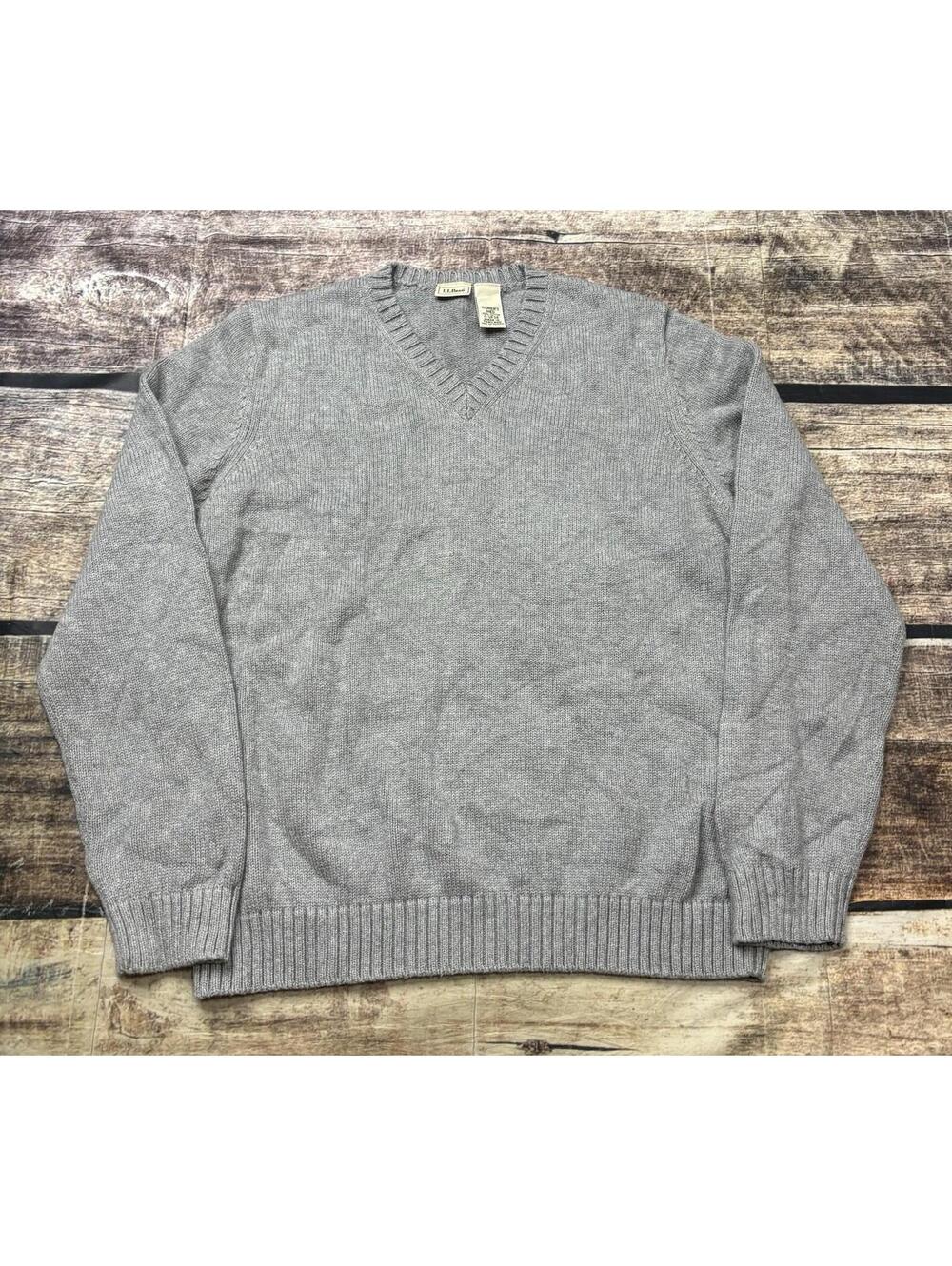 LL Bean Sweater Womens Medium Cotton V-Neck Pullover Y2K